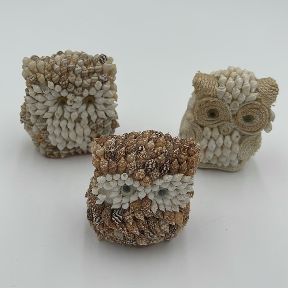 Vintage Seashell Owls Made in the Philippines (3)